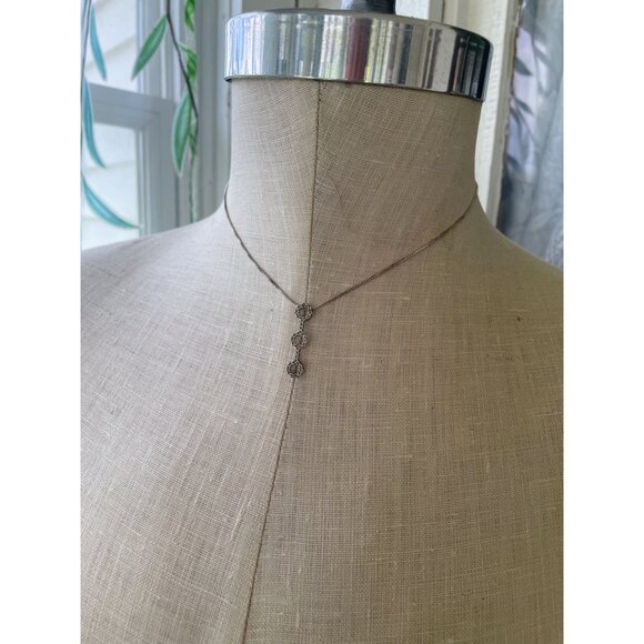 10K White Gold Pendant 3 Circles sterling chain - Picture 12 of 16